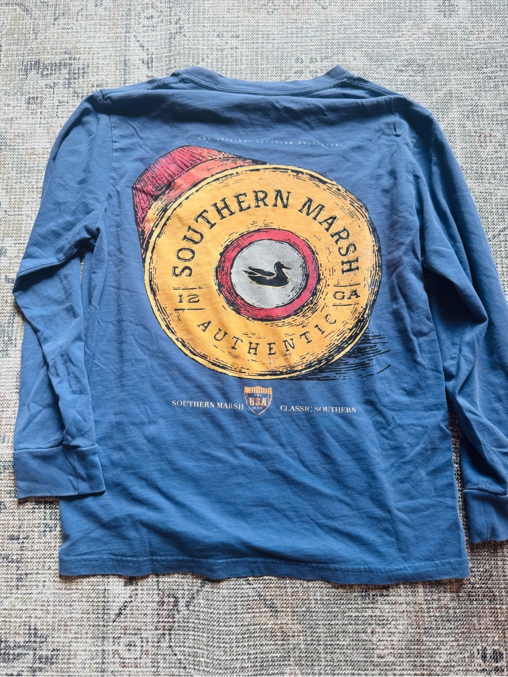 Southern Marsh Youth Large Long-Sleeve Pocket T-Shirt — Blue - Picture 3 of 4